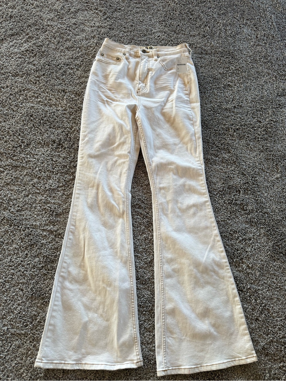 High-Rise White Flared Jeans